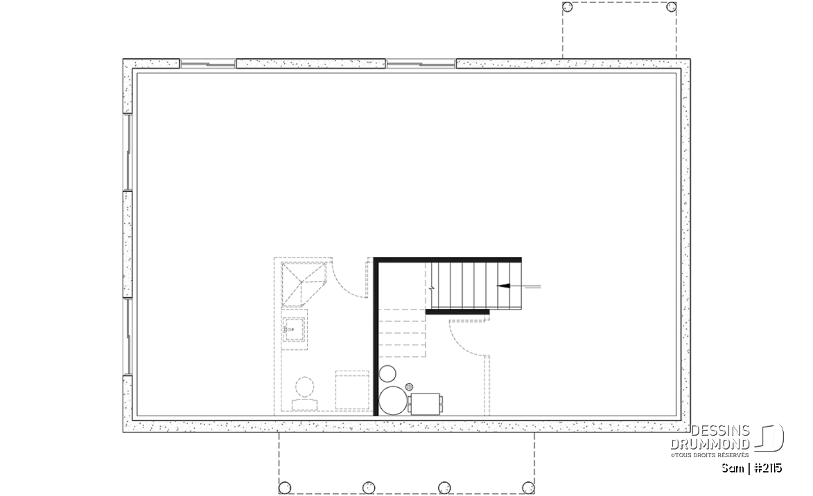 Sous-sol - Modèle économique de plain-pied 3 chambres au même plancher, espace ouvert, walk-in chambre des parents - Sam