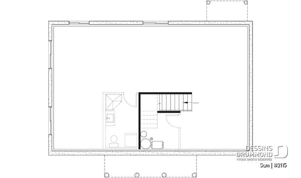 Sous-sol - Modèle économique de plain-pied 3 chambres au même plancher, espace ouvert, walk-in chambre des parents - Sam