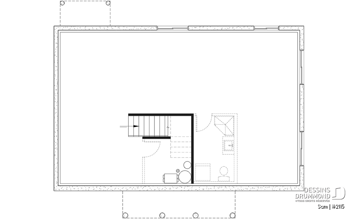 Sous-sol - Modèle économique de plain-pied 3 chambres au même plancher, espace ouvert, walk-in chambre des parents - Sam