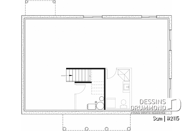 Sous-sol - Plan de maison plain-pied 3 chambres, économique, espace ouvert, walk-in chambre des parents - Sam