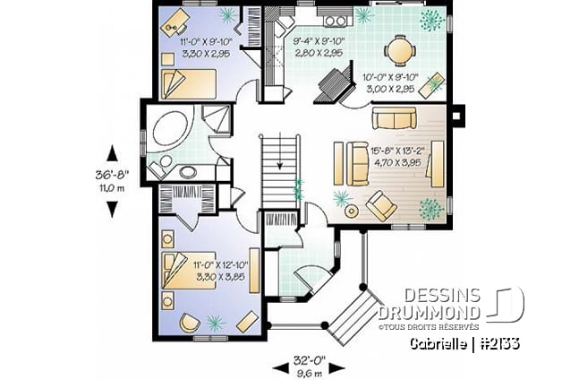 Rez-de-chaussée - Plan de plain-pied abordable, 2 chambres, vestibule fermé et belle cuisine - Gabrielle