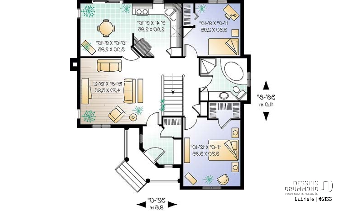 Rez-de-chaussée - Plan de plain-pied abordable, 2 chambres, vestibule fermé et belle cuisine - Gabrielle