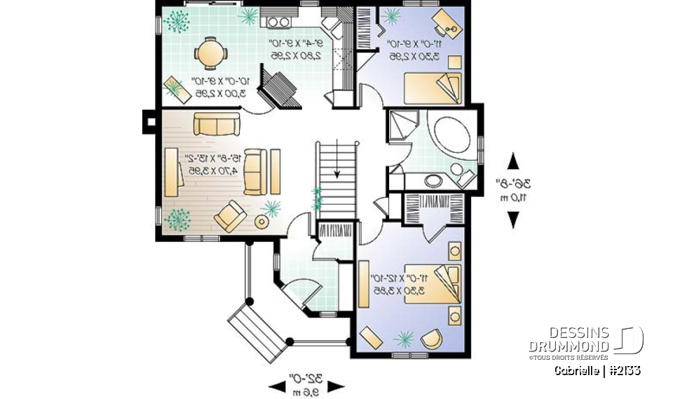 Rez-de-chaussée - Plan de plain-pied abordable, 2 chambres, vestibule fermé et belle cuisine - Gabrielle