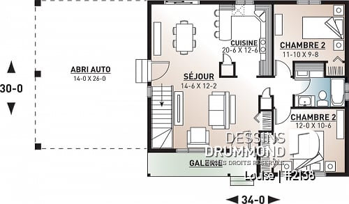 Rez-de-chaussée - Plan de plain-pied abordable, 2 chambres, garde-manger, porte-patio, galerie arbitrée, abri auto - Louise