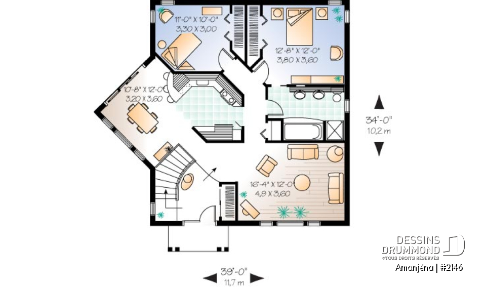 Rez-de-chaussée - Plain-pied champêtre, 2 chambres, portes coulissantes, belle fenestration, plafond cathédral - Amanjéna