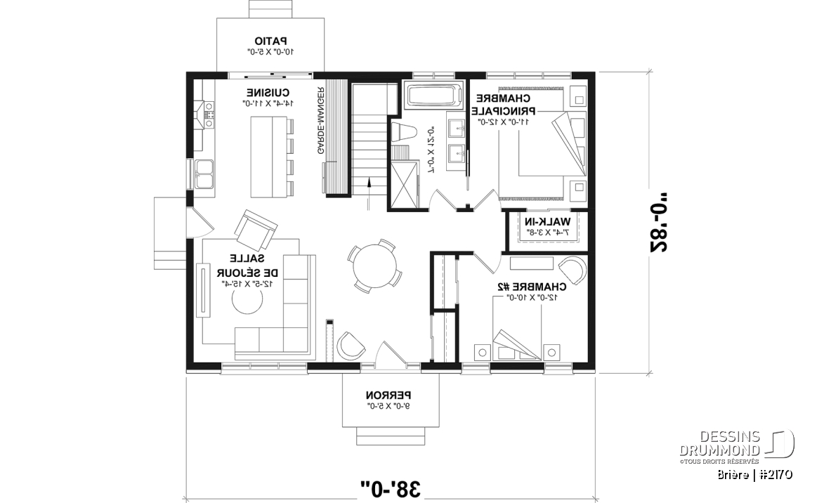 Rez-de-chaussée - 2170 Plan de plain-pied abordable, 2 à 4 chambres, rangement à la cuisine, sous-sol aménagé optionnel ($) - Brière