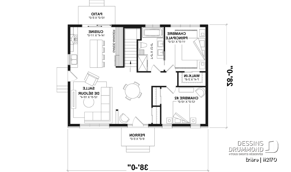 Rez-de-chaussée - 2170 Plan de plain-pied abordable, 2 à 4 chambres, rangement à la cuisine, sous-sol aménagé optionnel ($) - Brière