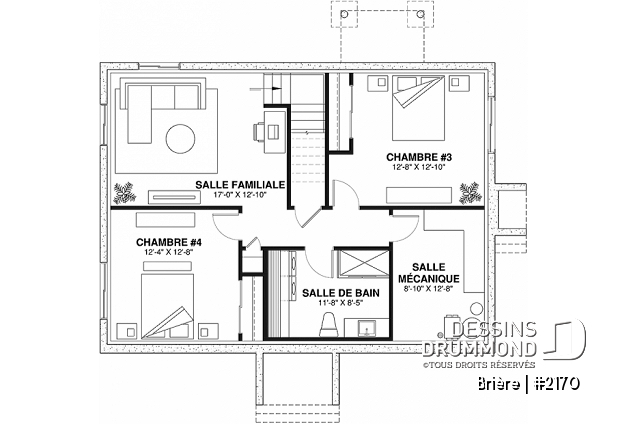 Sous-sol - Plan de plain-pied abordable, 2 chambres, grande cuisine pratique avec îlot, grande salle de bain - Brière