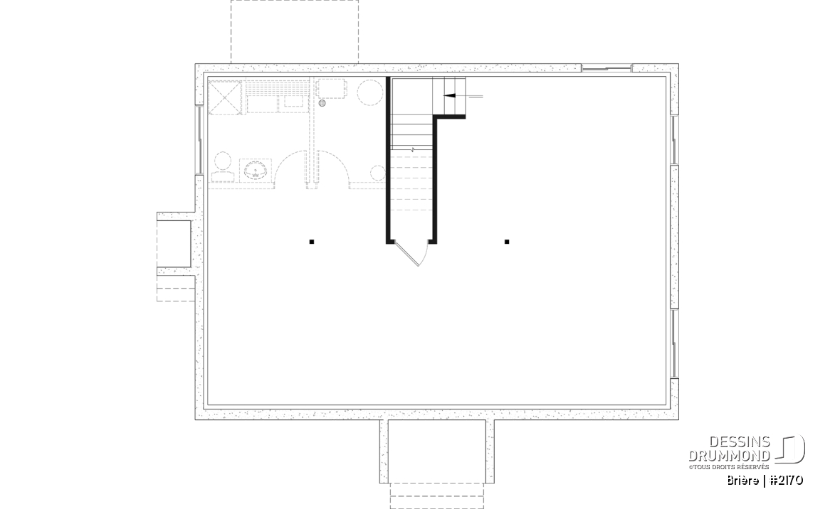Sous-sol aménageable - 2170 Plan de plain-pied abordable, 2 à 4 chambres, rangement à la cuisine, sous-sol aménagé optionnel ($) - Brière