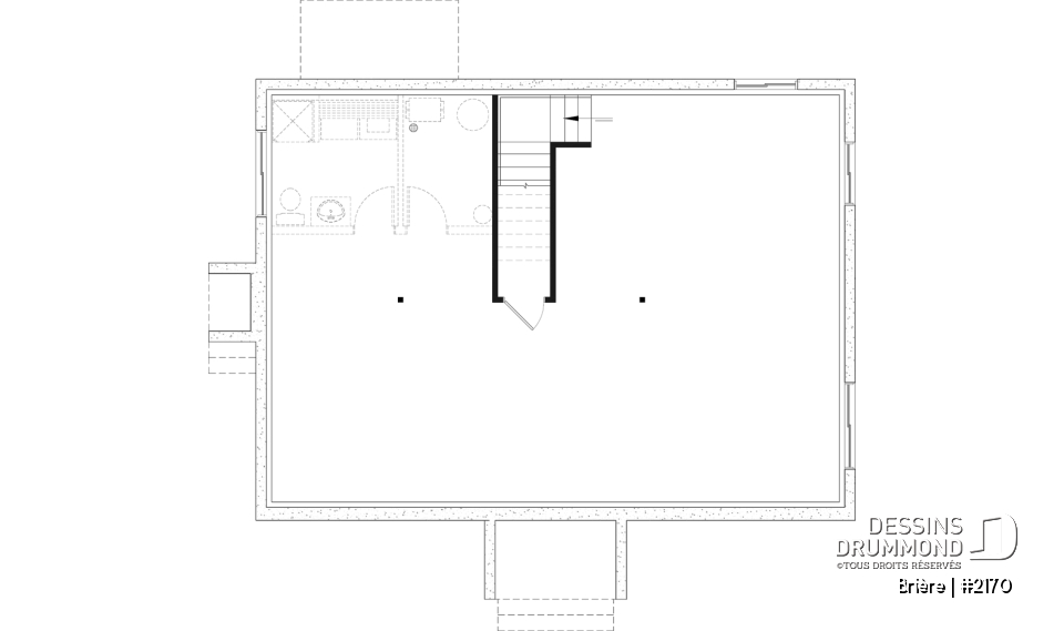 Sous-sol aménageable - 2170 Plan de plain-pied abordable, 2 à 4 chambres, rangement à la cuisine, sous-sol aménagé optionnel ($) - Brière
