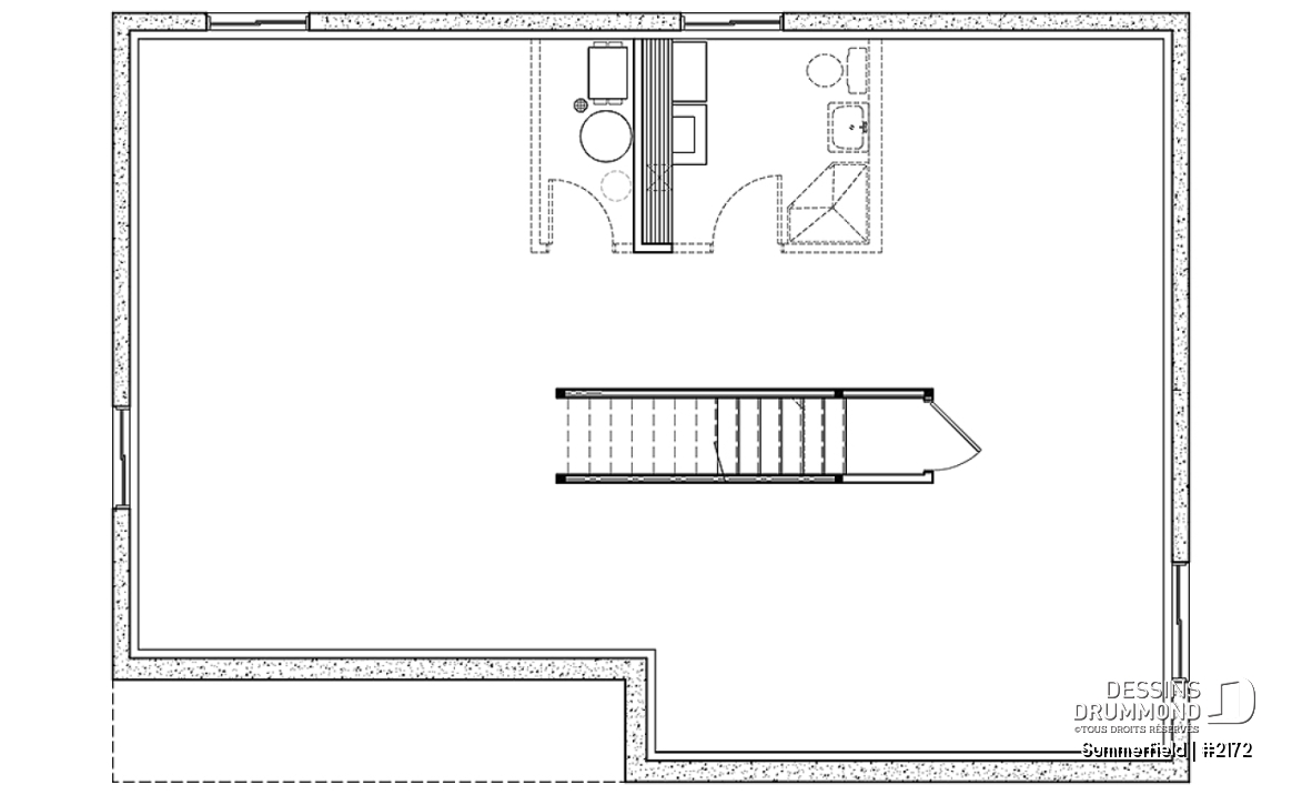 Sous-sol aménageable - Plan de maison de plain-pied ranch 3 chambres, cuisine conviviale et grand balcon avant abrité. - Summerfield