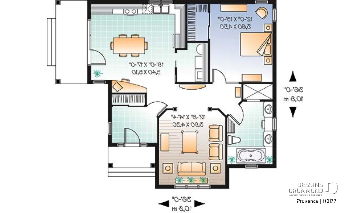 Rez-de-chaussée - Plan de maison avec une seule chambre, walk-in, buanderie, grande salle de bain, vestibule, vide sanitaire - Provence