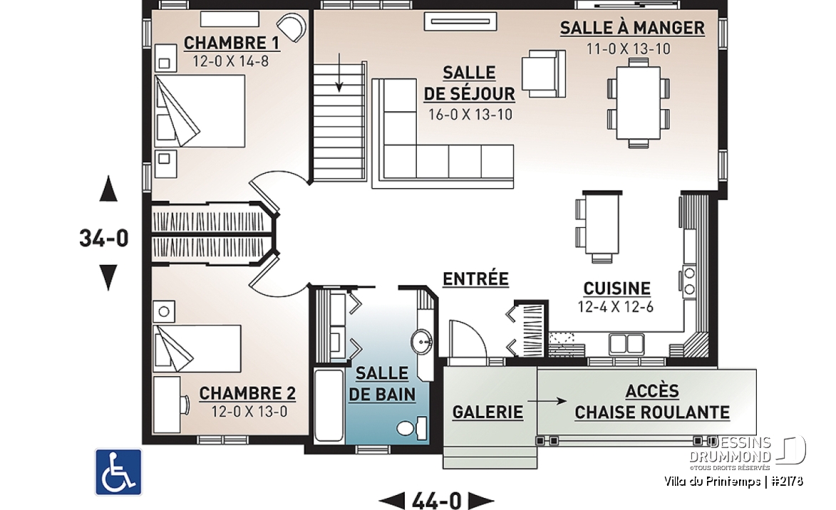 Rez-de-chaussée - Plain-pied adapté pour fauteuil roulant, 2 grandes chambres, buanderie au rds, aire ouverte - Villa du Printemps