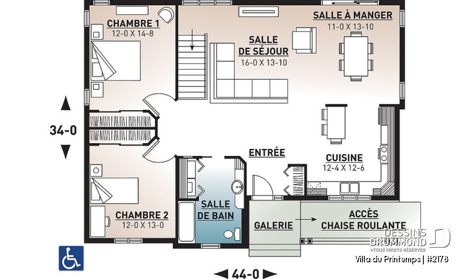 Rez-de-chaussée - Plain-pied adapté pour fauteuil roulant, 2 grandes chambres, buanderie au rds, aire ouverte - Villa du Printemps