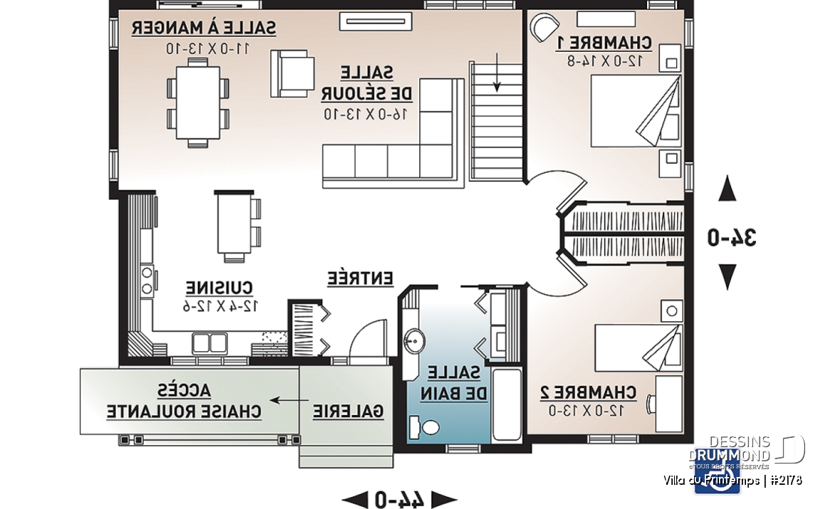 Rez-de-chaussée - Plain-pied adapté pour fauteuil roulant, 2 grandes chambres, buanderie au rds, aire ouverte - Villa du Printemps