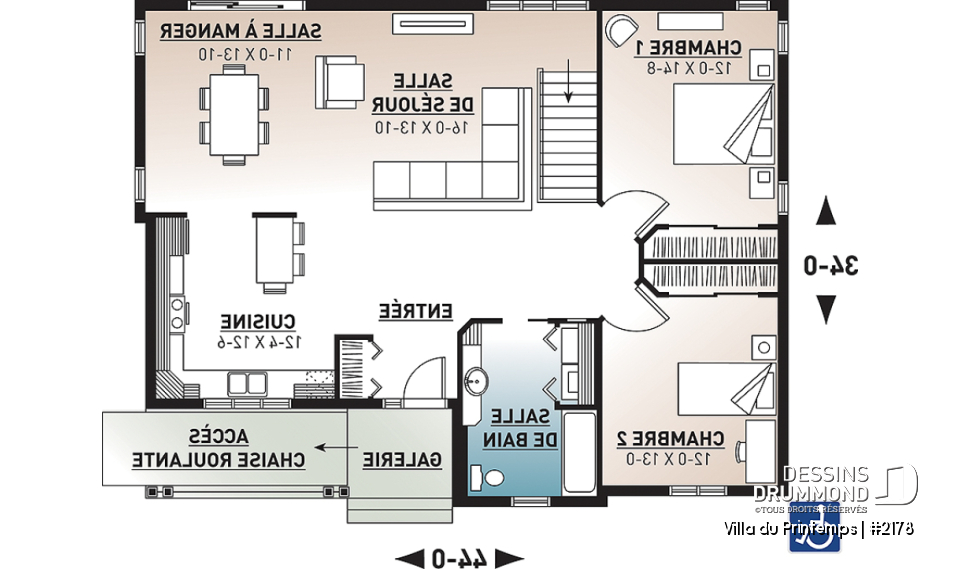 Rez-de-chaussée - Plain-pied adapté pour fauteuil roulant, 2 grandes chambres, buanderie au rds, aire ouverte - Villa du Printemps