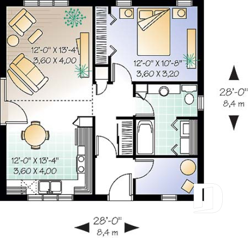 Rez-de-chaussée - Petite maison ou chalet petit budget, rangement, espace ouvert, plafond cathédrale, buanderie - Batiscan