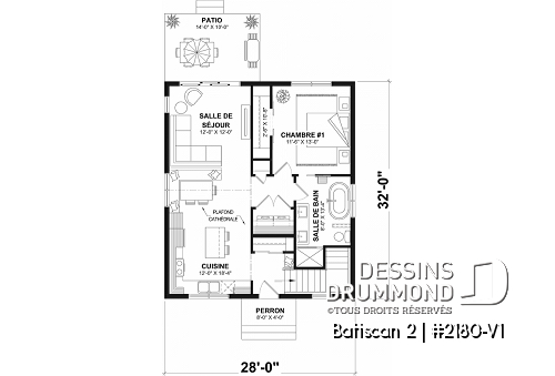 Rez-de-chaussée - Plan de petit plain-pied, banquette à la cuisine, option de finition du sous-sol, prix abordable - Batiscan 2
