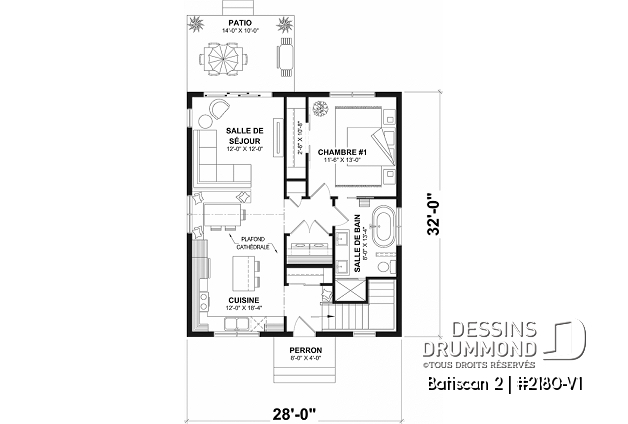 Rez-de-chaussée - Plan de petit plain-pied, banquette à la cuisine, option de finition du sous-sol, prix abordable - Batiscan 2