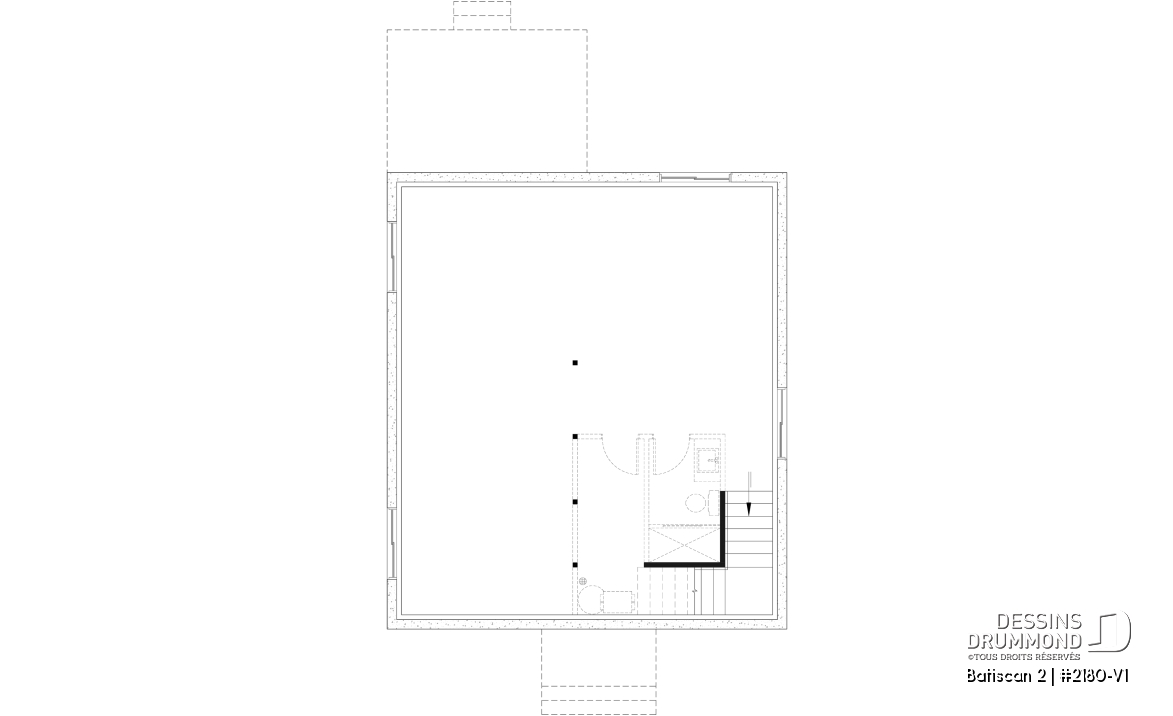 Sous-sol aménageable - Plan de petit plain-pied, 1 à 3 chambres, banquette à la cuisine, s-sol aménagé optionnel ($), prix abordable - Batiscan 2