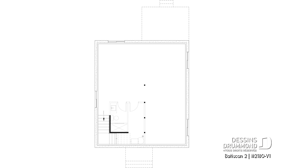 Sous-sol aménageable - Plan de petit plain-pied, 1 à 3 chambres, banquette à la cuisine, s-sol aménagé optionnel ($), prix abordable - Batiscan 2