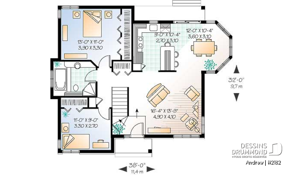 Rez-de-chaussée - Petite maison champêtre 2 chambres, cuisine et salle à manger tout en lumière naturelle - Andrew