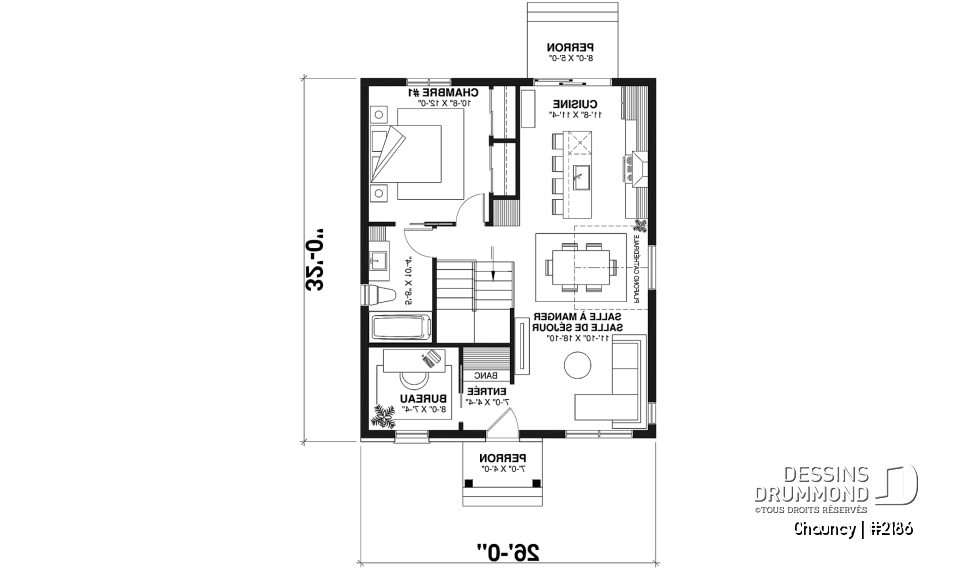 Rez-de-chaussée - Plain-pied abordable offrant un chambre et un grand îlot à la cuisine, fenêtre à arche à la salle à manger - Chauncy