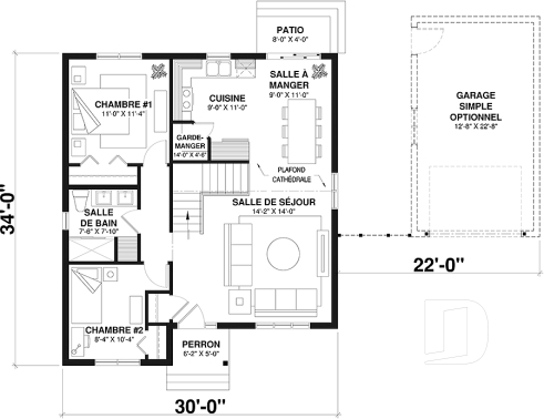 Rez-de-chaussée - Plain-pied économique 2 à 4 chambres, idéal pour famille, plafond cathédral, sous-sol aménagé optionnel ($) - St-Laurent