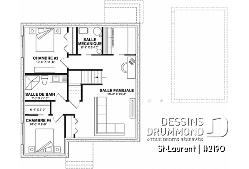 Sous-sol - Modèle de maison 2 grandes chambres, très économique de style transitionnel, secteur activités ouvert - St-Laurent
