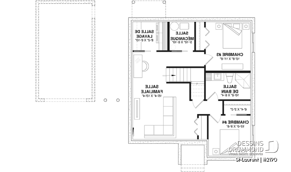 Sous-sol aménagé (Optionel $) - Plain-pied économique 2 à 4 chambres, idéal pour famille, plafond cathédral, sous-sol aménagé optionnel ($) - St-Laurent