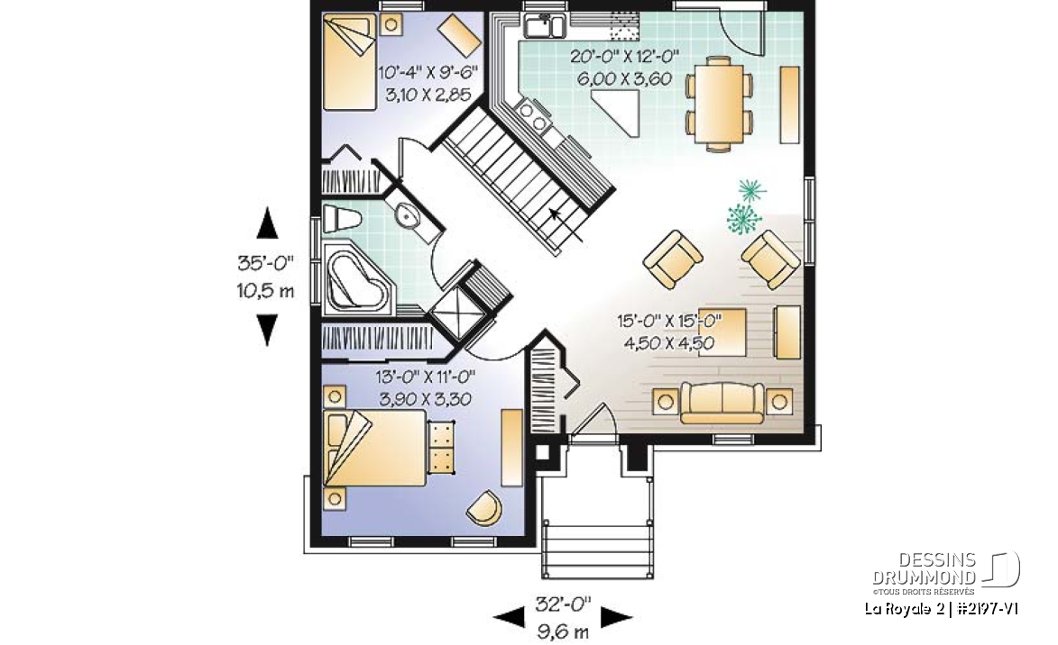 Rez-de-chaussée - Plain-pied style Européen, 2 à 4 chambres selon la finition du sous-sol - La Royale 2