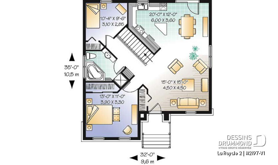 Rez-de-chaussée - Plain-pied style Européen, 2 à 4 chambres selon la finition du sous-sol - La Royale 2