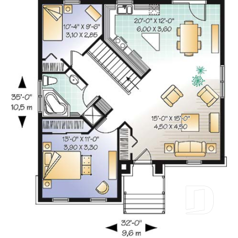 Rez-de-chaussée - Plain-pied style Européen, 2 à 4 chambres selon la finition du sous-sol - La Royale 2