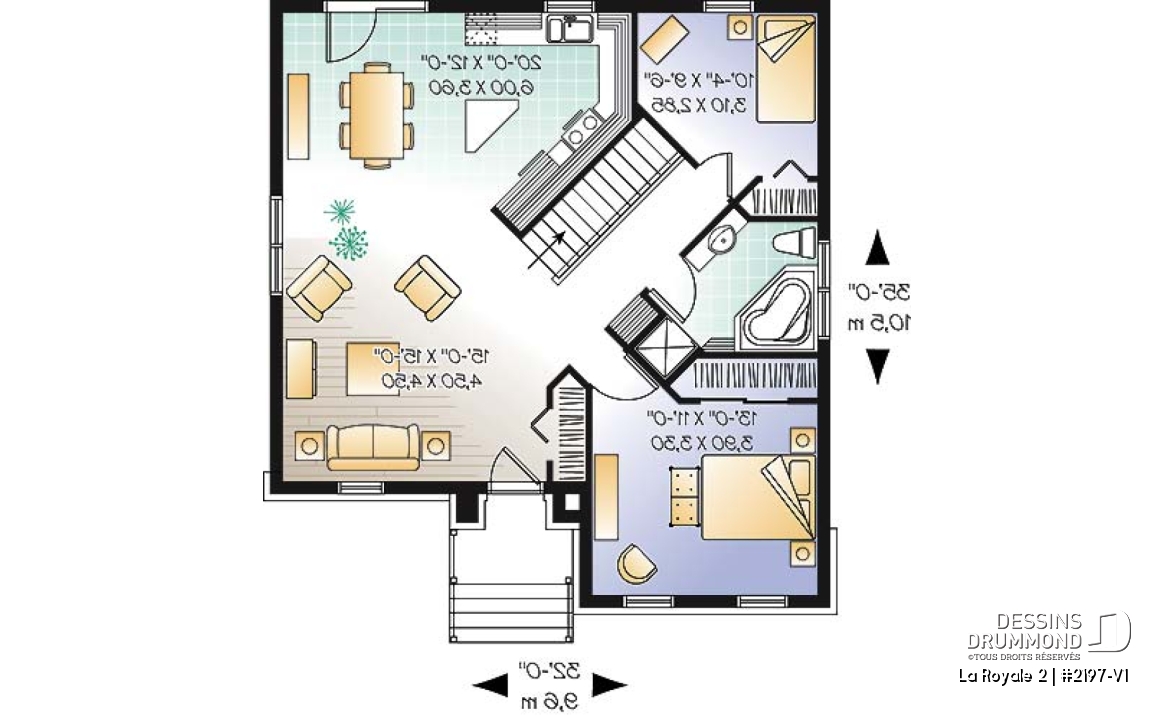 Rez-de-chaussée - Plain-pied style Européen, 2 à 4 chambres selon la finition du sous-sol - La Royale 2