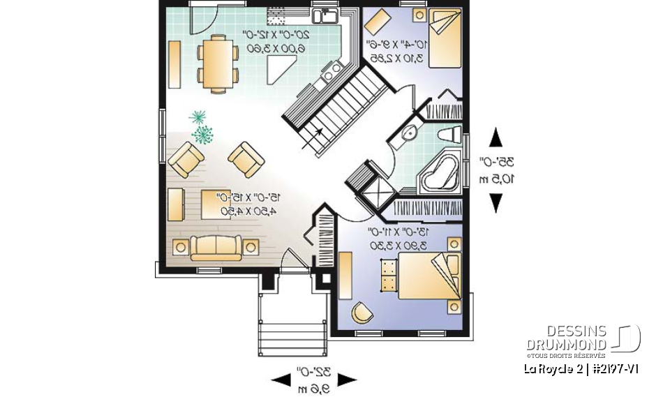 Rez-de-chaussée - Plain-pied style Européen, 2 à 4 chambres selon la finition du sous-sol - La Royale 2