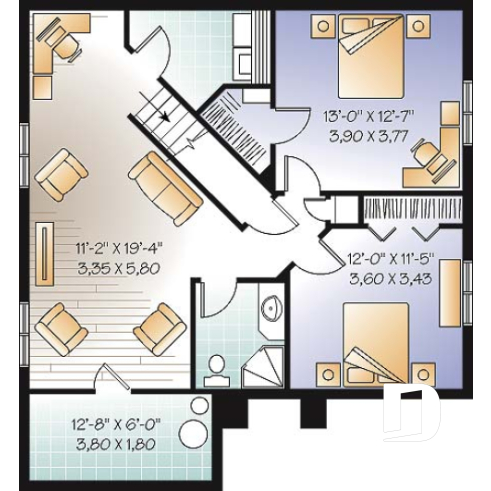 Sous-sol - Plain-pied style Européen, 2 à 4 chambres selon la finition du sous-sol - La Royale 2