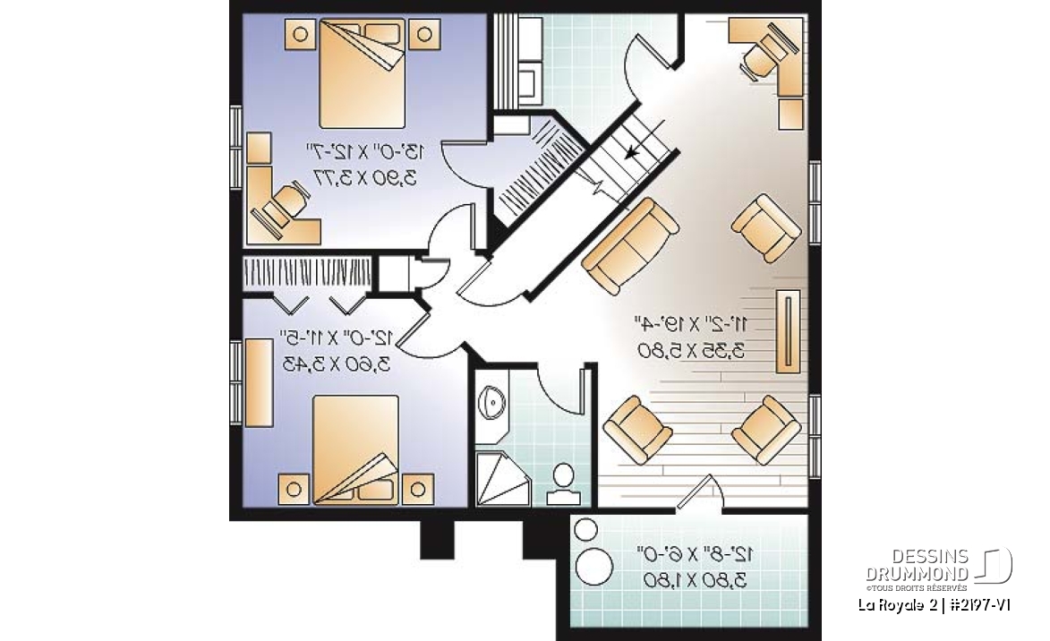 Sous-sol - Plain-pied style Européen, 2 à 4 chambres selon la finition du sous-sol - La Royale 2
