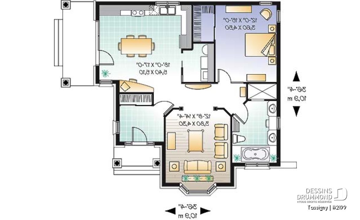 Rez-de-chaussée - Petit bungalow style manoir conçu pour baby-boomer, une seule chambre et terrasse couverte - Tassigny