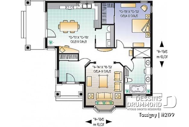 Rez-de-chaussée - Petit bungalow style manoir conçu pour baby-boomer, une seule chambre et terrasse couverte - Tassigny