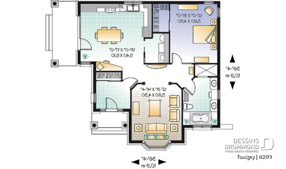 Rez-de-chaussée - Petit bungalow style manoir conçu pour baby-boomer, une seule chambre et terrasse couverte - Tassigny