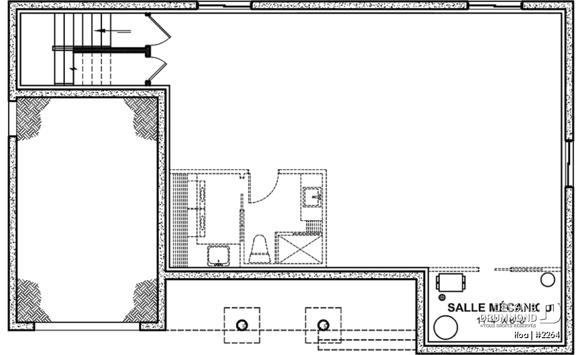 Sous-sol - Charmant plan de maison plain-pied farmhouse 2 chambres, aire ouverte et grand balcon avant abrité. - Koa