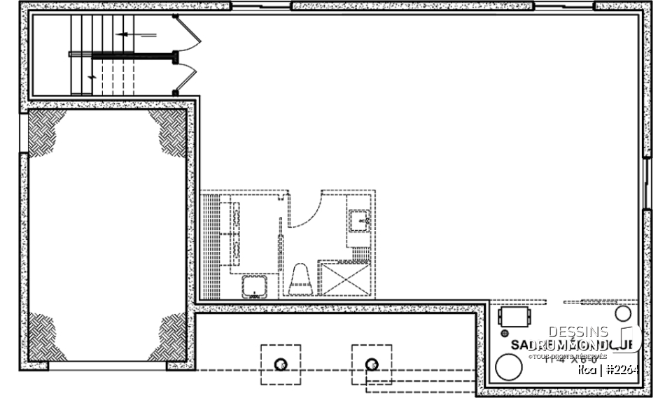 Sous-sol - Charmant plan de maison plain-pied farmhouse 2 chambres, aire ouverte et grand balcon avant abrité. - Koa