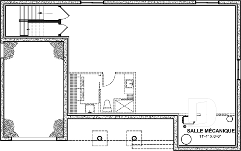 Sous-sol - Charmant plan de maison plain-pied farmhouse 2 chambres, aire ouverte et grand balcon avant abrité. - Koa