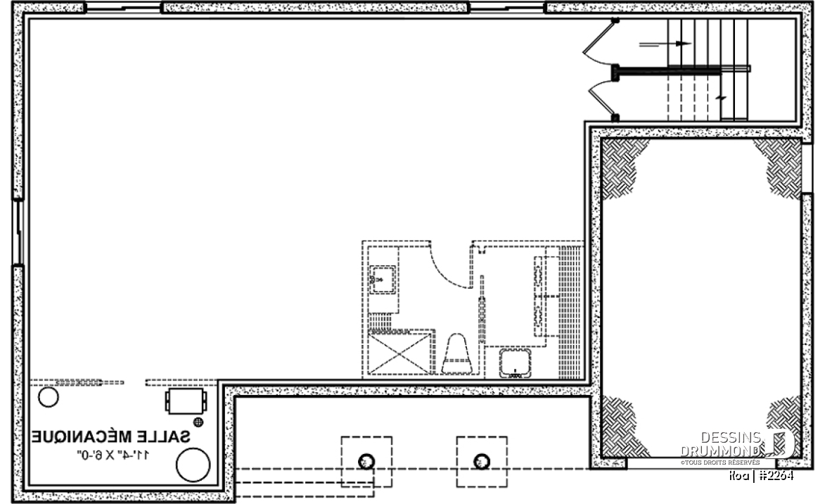 Sous-sol - Charmant plan de maison plain-pied farmhouse 2 chambres, aire ouverte et grand balcon avant abrité. - Koa