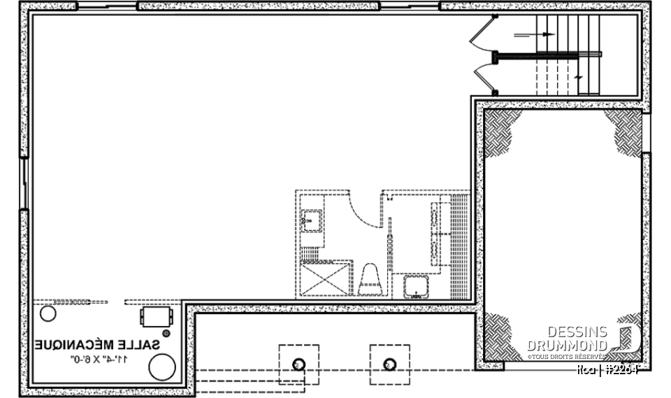Sous-sol - Charmant plan de maison plain-pied farmhouse 2 chambres, aire ouverte et grand balcon avant abrité. - Koa