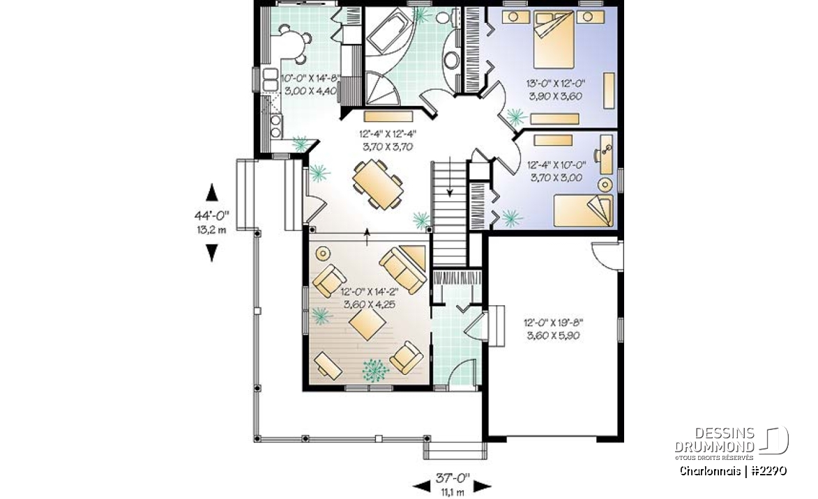Rez-de-chaussée - Maison Abordable, galerie à 2 façades, vestibule fermé, 2 chambres, garage - Charlonnais