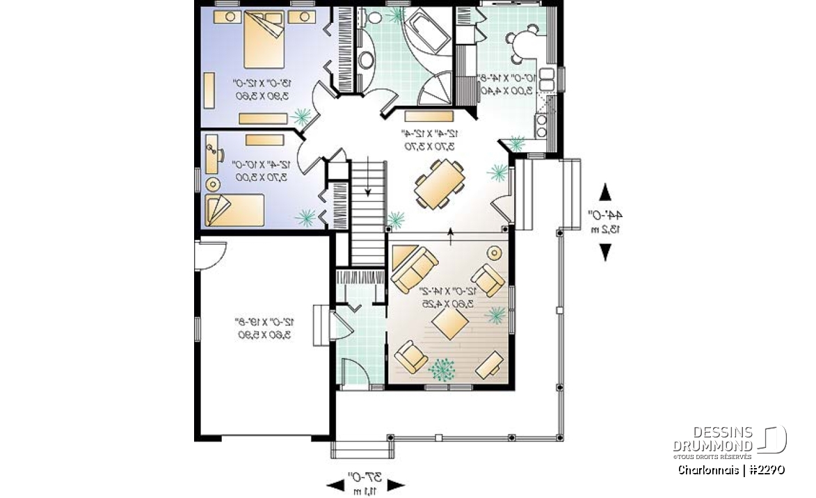 Rez-de-chaussée - Maison Abordable, galerie à 2 façades, vestibule fermé, 2 chambres, garage - Charlonnais