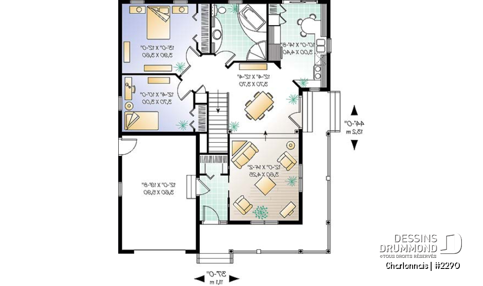 Rez-de-chaussée - Maison Abordable, galerie à 2 façades, vestibule fermé, 2 chambres, garage - Charlonnais