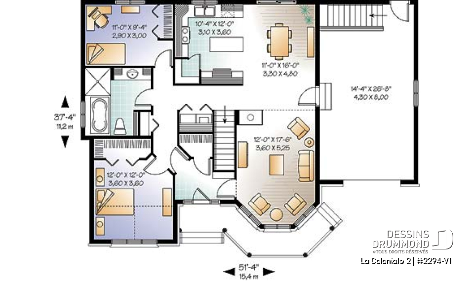 Rez-de-chaussée - Modèle de maison victorienne, 2 chambres, garage, charmante salle familiale avec foyer - La Coloniale 2