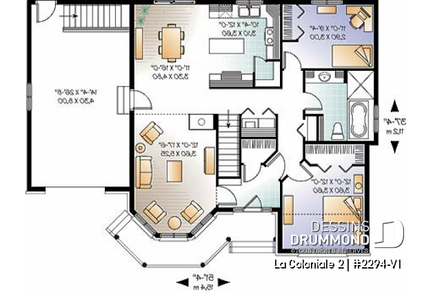 Rez-de-chaussée - Modèle de maison victorienne, 2 chambres, garage, charmante salle familiale avec foyer - La Coloniale 2